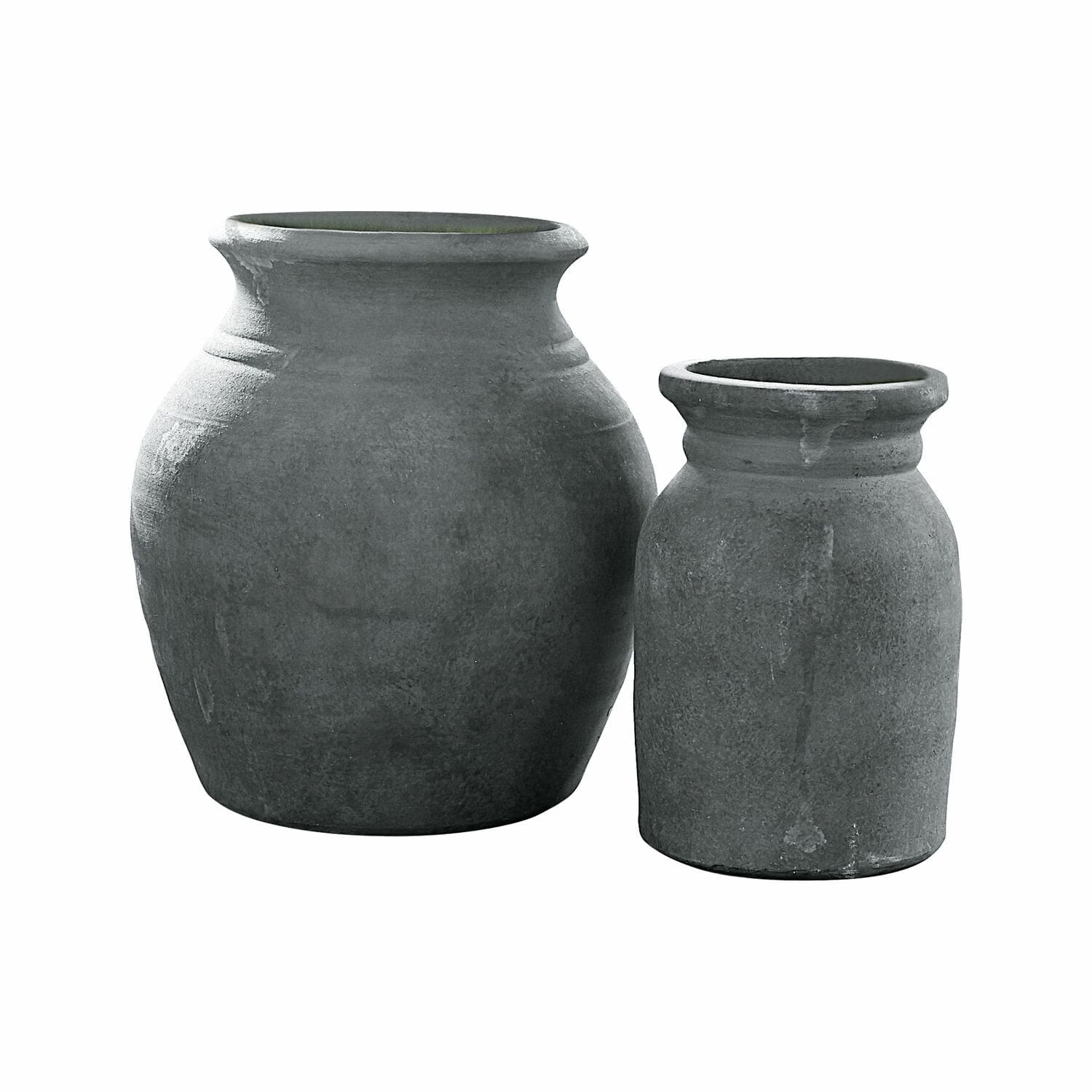 gris antiguo Conjunto de dos jarrones de cerámica marrón antiguo para decoración interior