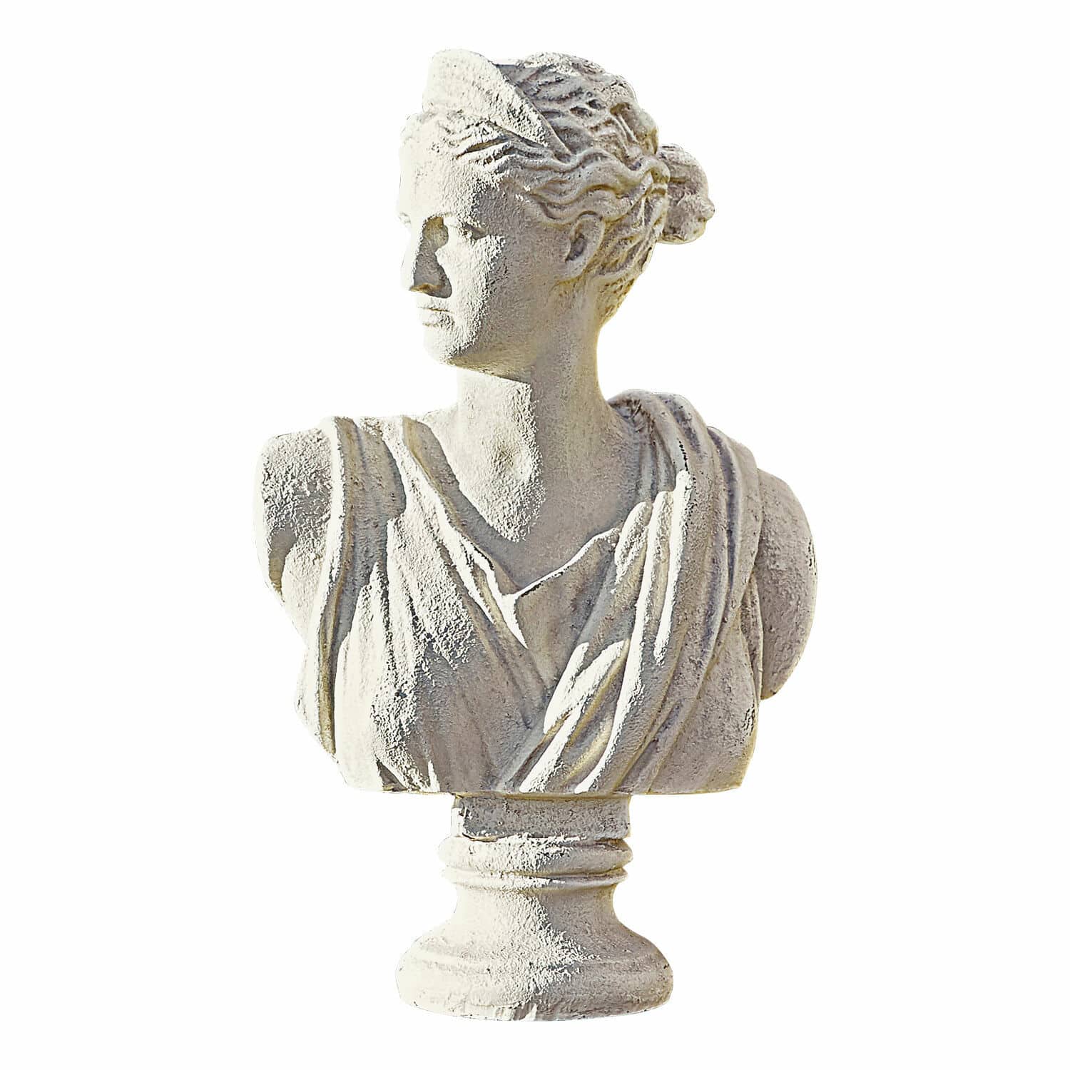 Busto Ellora Busto blanco de yeso de mujer en estilo clásico para decoración de interiores y jardines