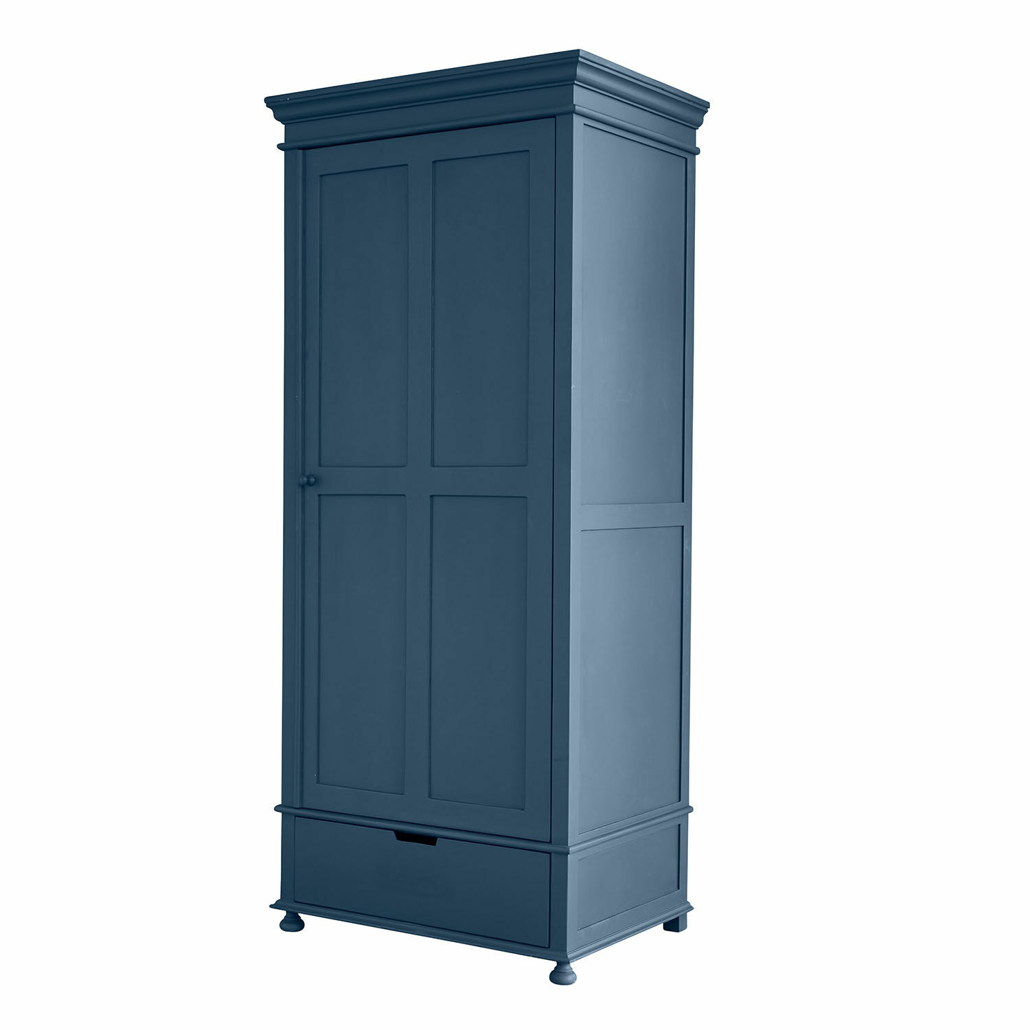 Armario Westcombe Armario alto de madera azul oscuro con cajón y puertas clásicas con panel para almacenamiento