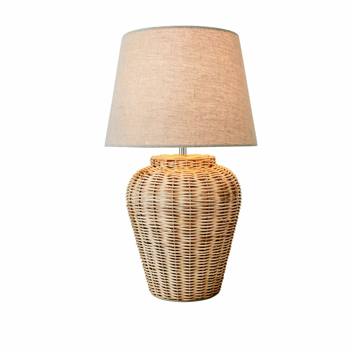Lámpara de mesa Ernée Lámpara de mesa de ratán natural con pantalla beige, luz decorativa para salón