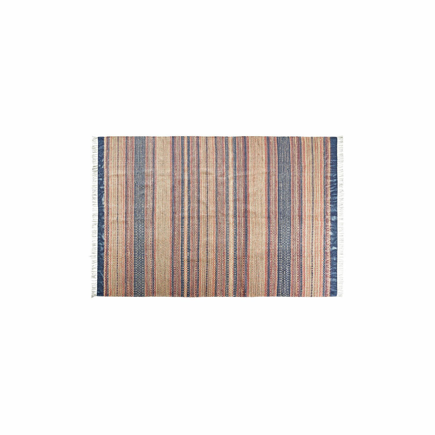 Alfombra para interior y exterior Atlanta Alfombra de material natural con rayas en beige, azul y rojo, decorativa y duradera para interiores