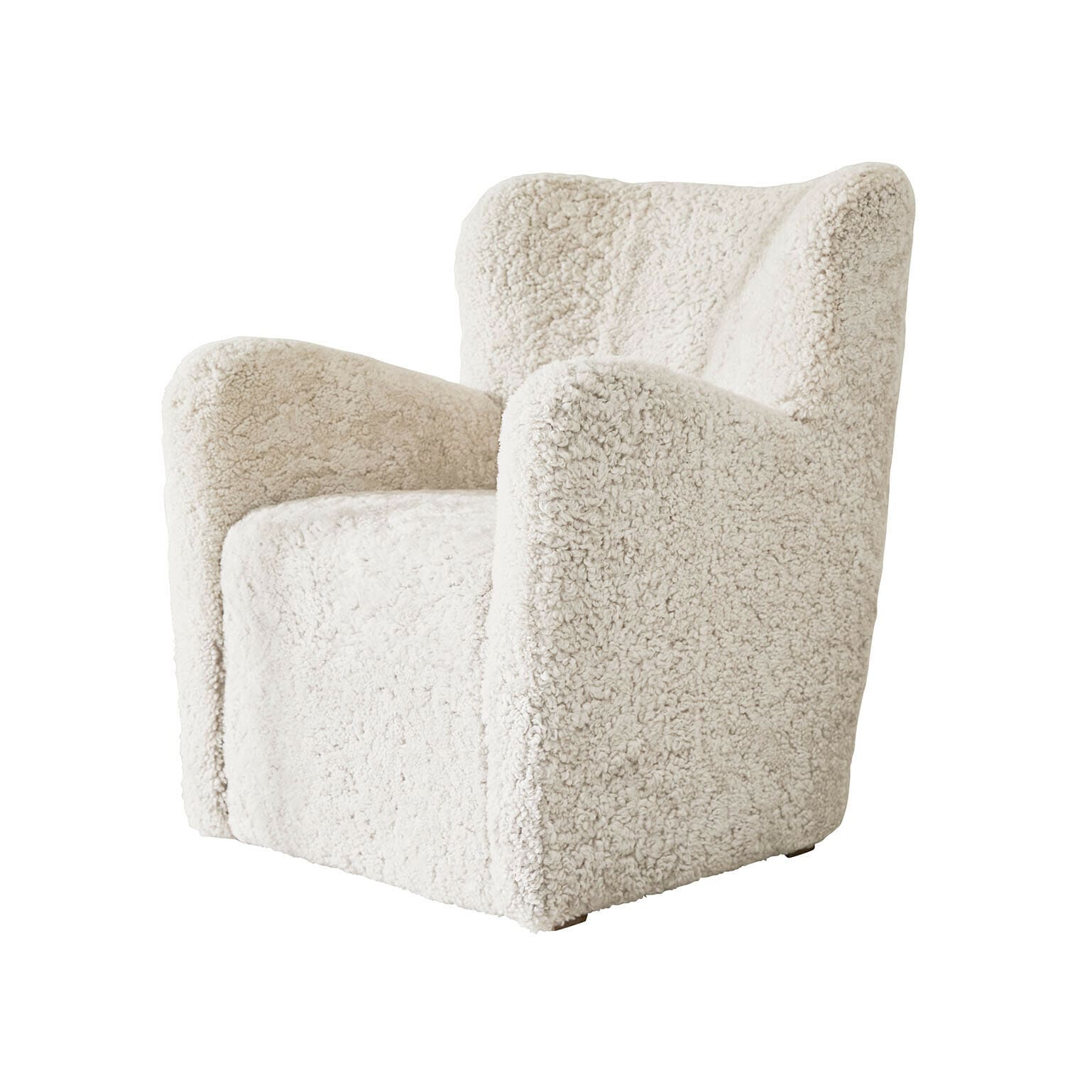 Sillón Fleurimond Sillón suave de tela bouclé color crema, ideal para salón moderno y acogedor