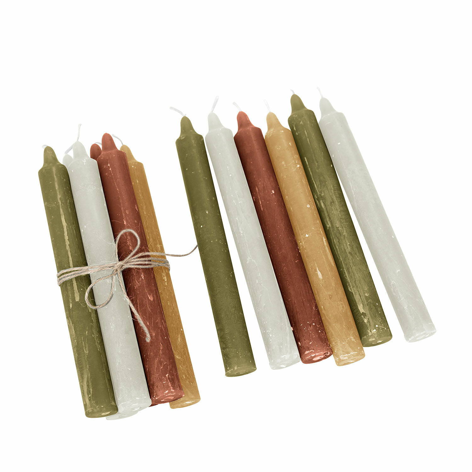 rosa/verde claro/crema Set de 12 velas Bauceau en rosa, verde claro y crema para decoración del hogar