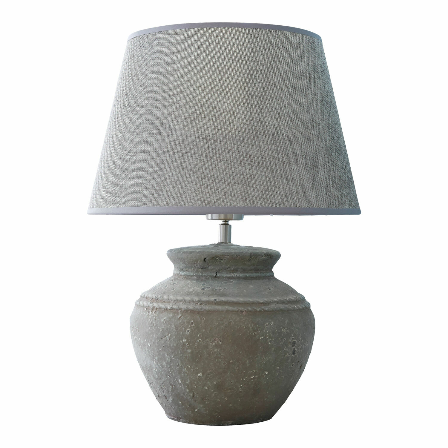 gris Lámpara de mesa Cleveland gris con base de cerámica y pantalla de tela para salón