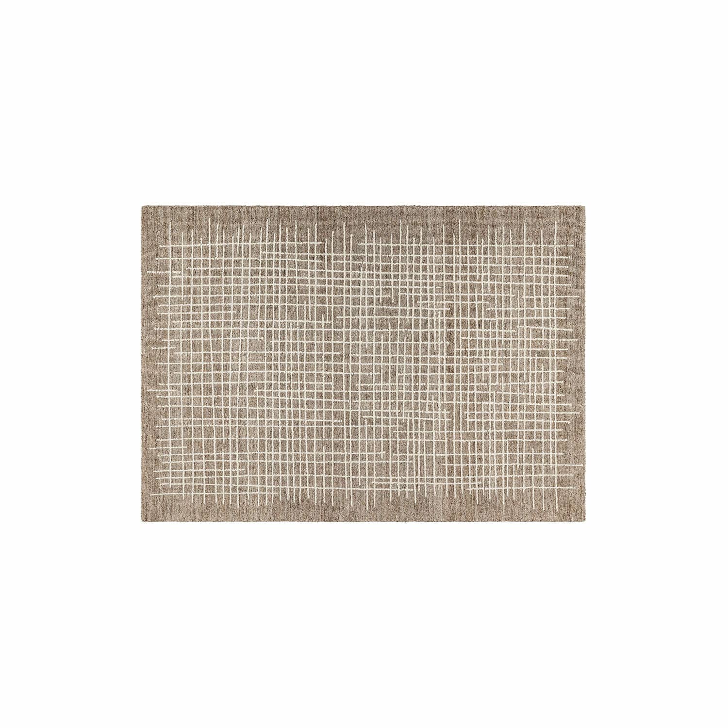 Alfombra Iseralyn Alfombra marrón con diseño geométrico blanco de material natural para salón y dormitorio