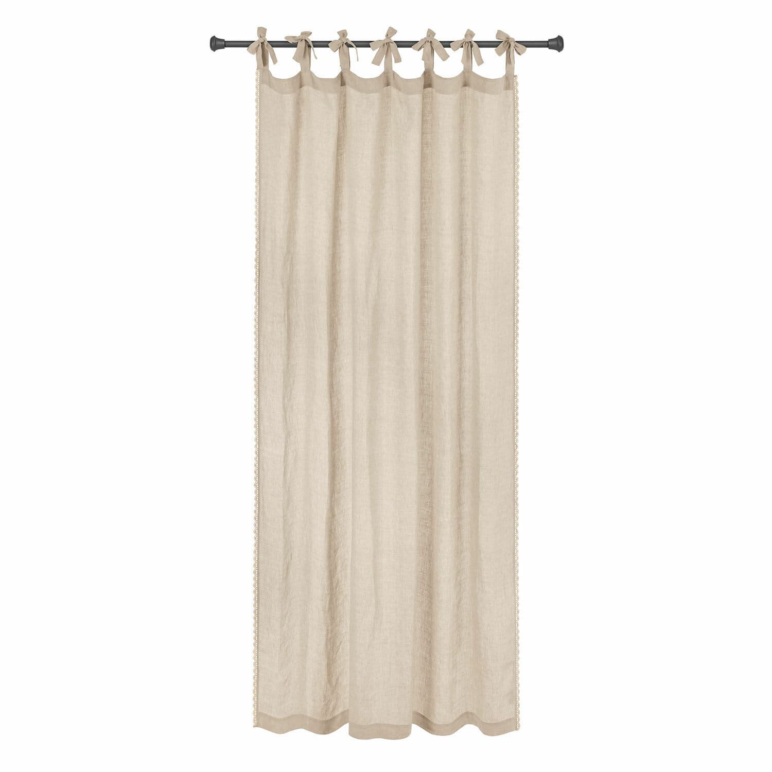 Cortina Jovis Cortina beige de lino con lazos atados, ligera y decorativa para interiores