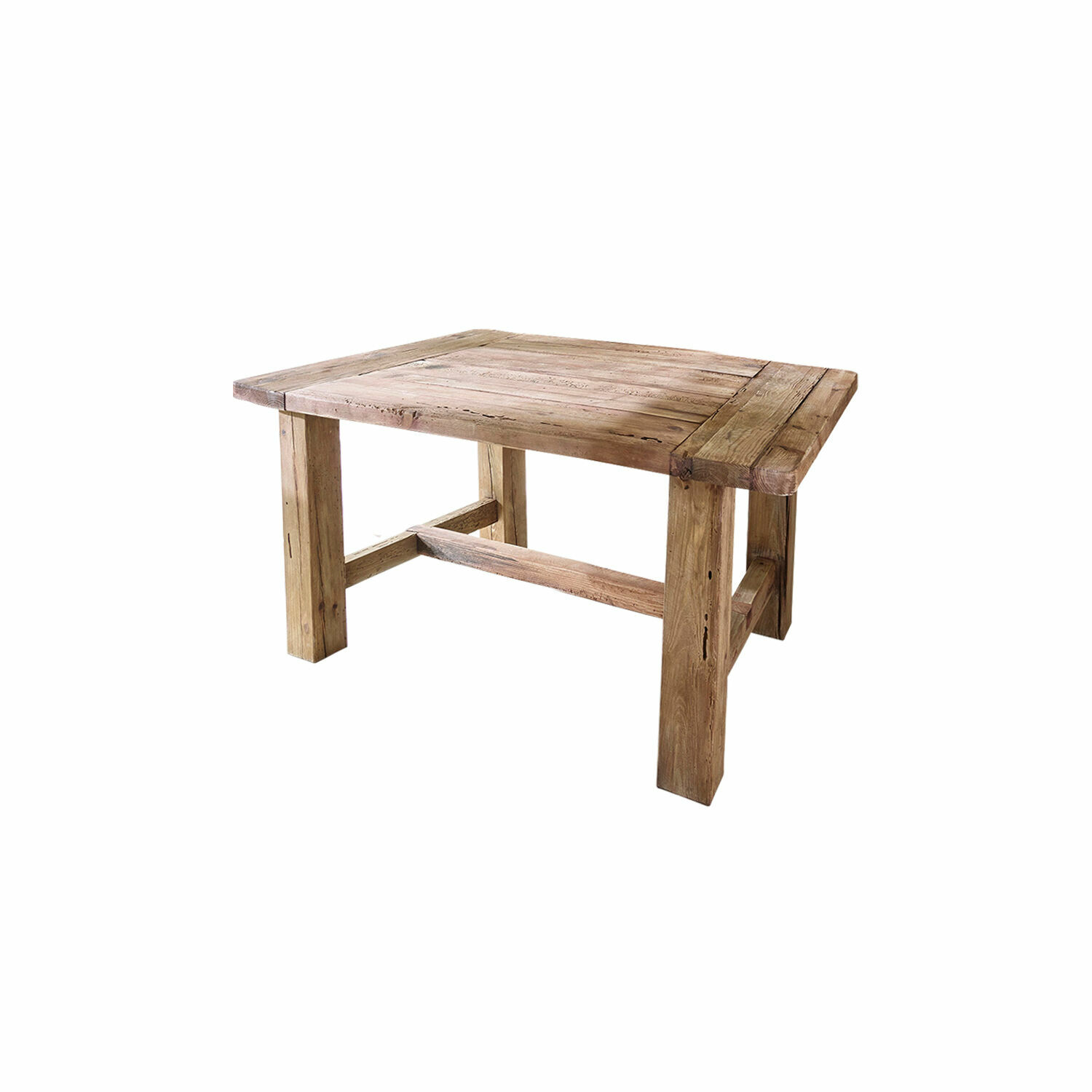 Mesa Oteley de madera en color marrón antiguo, mueble rústico para comedor