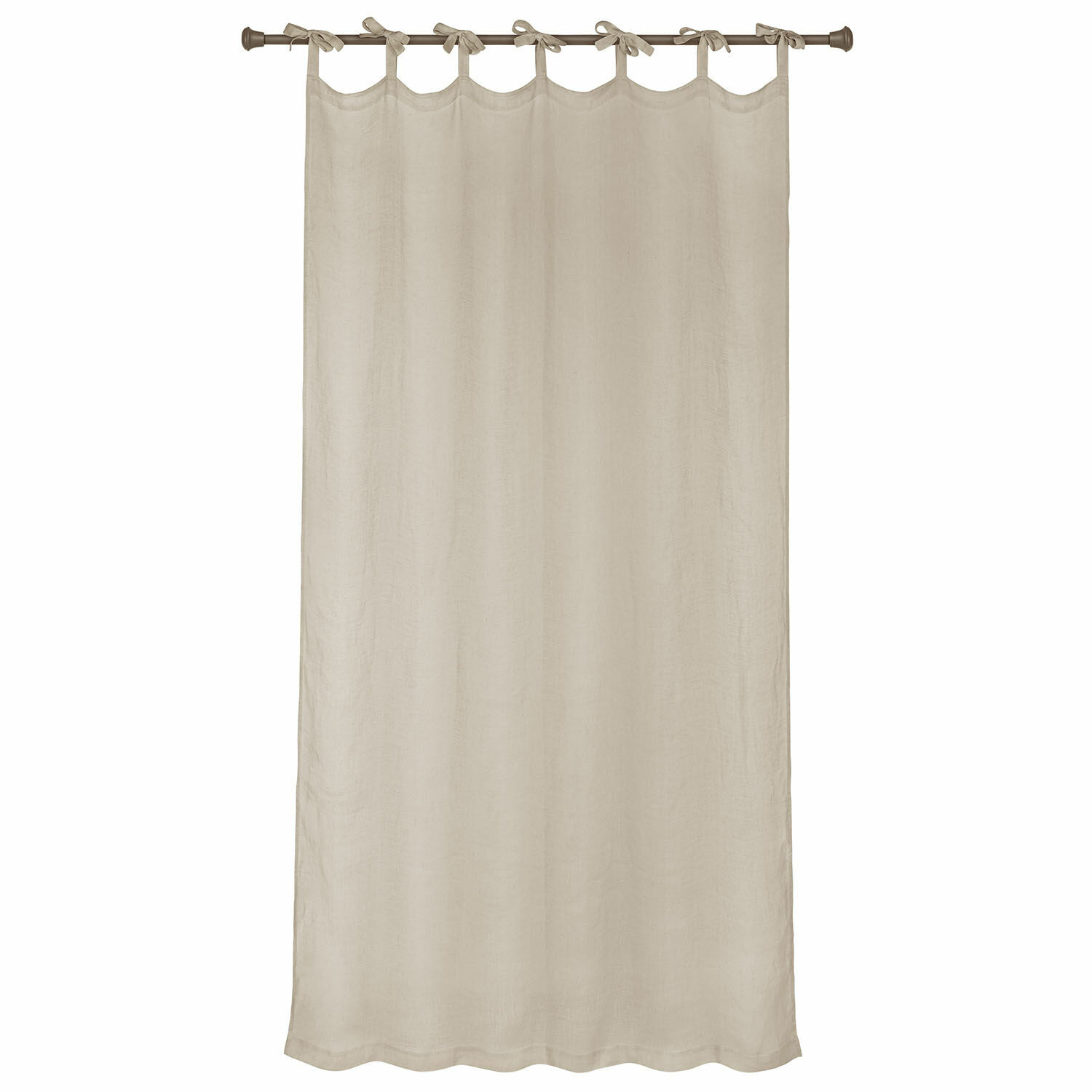 Cortina beige de lino con lazos para colgar, tela natural decorativa