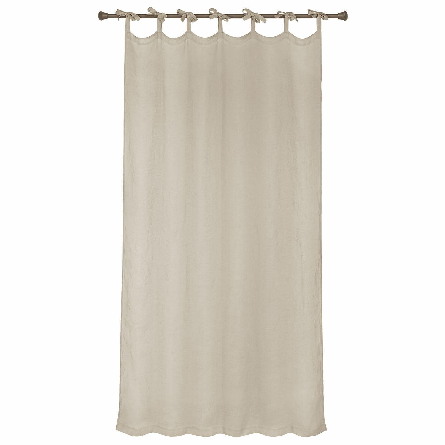 Cortina Velloran Cortina beige de lino con lazos para colgar, tela natural decorativa
