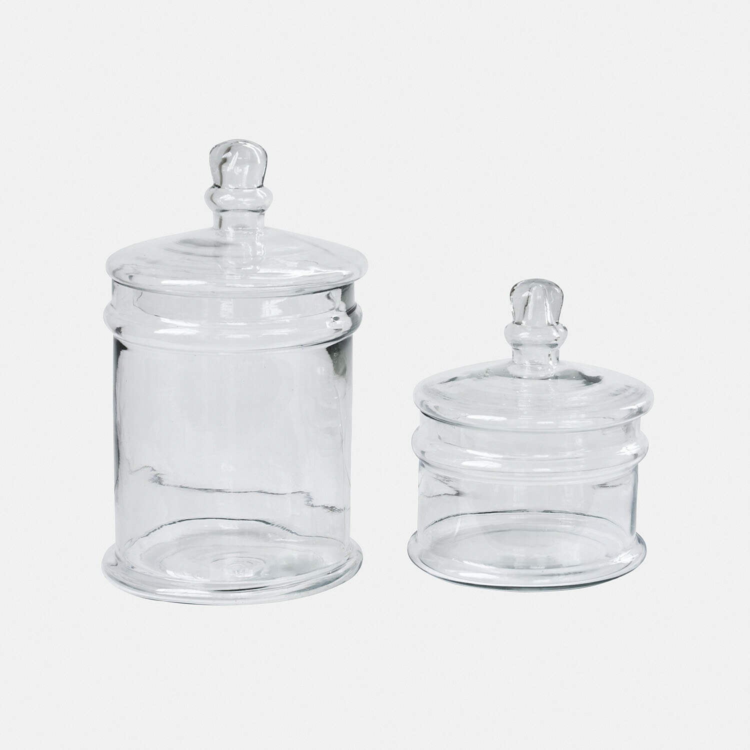 Conjunto de dos recipientes de vidrio transparente con tapas para almacenamiento en cocina