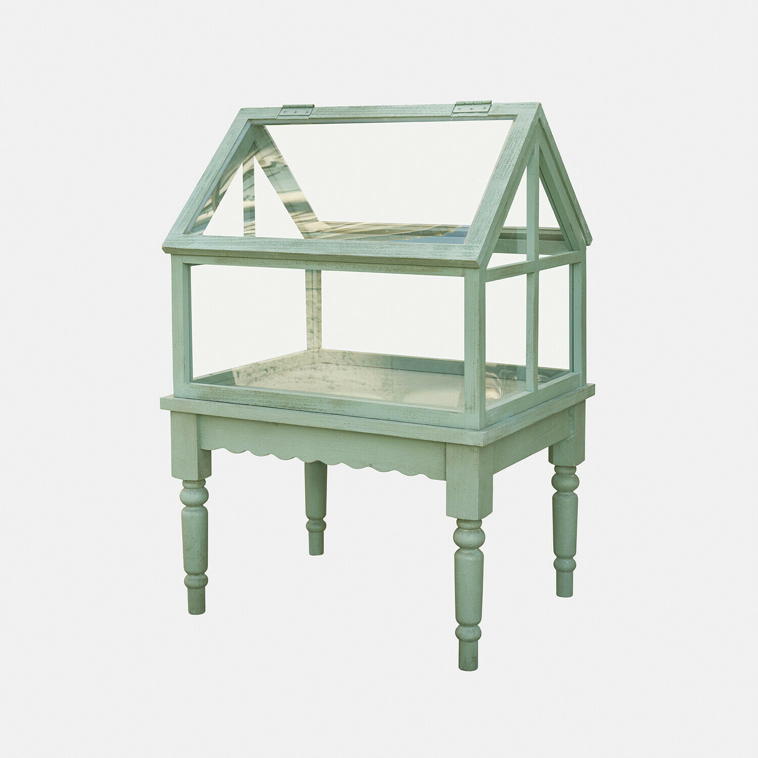 Invernadero Isoméline Mini invernadero de madera verde menta con cristales transparentes para cultivo de plantas