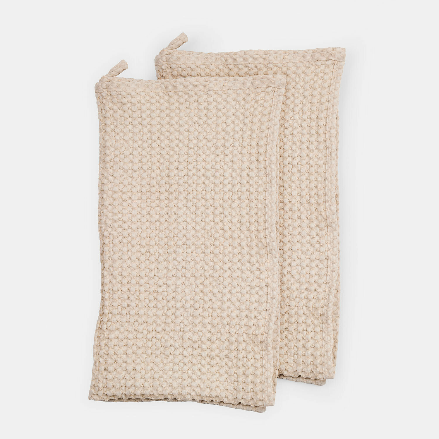 beige Set de 2 toallas Maralei beige de algodón con textura de gofre, toallas suaves y absorbentes para baño