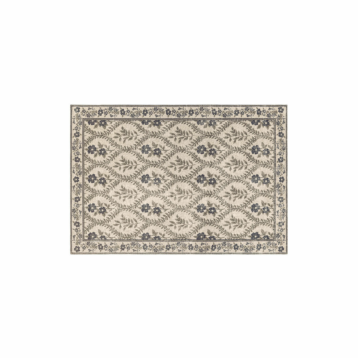 Alfombra Vellouris Alfombra beige con diseño floral gris, decorativa y elegante para la sala de estar
