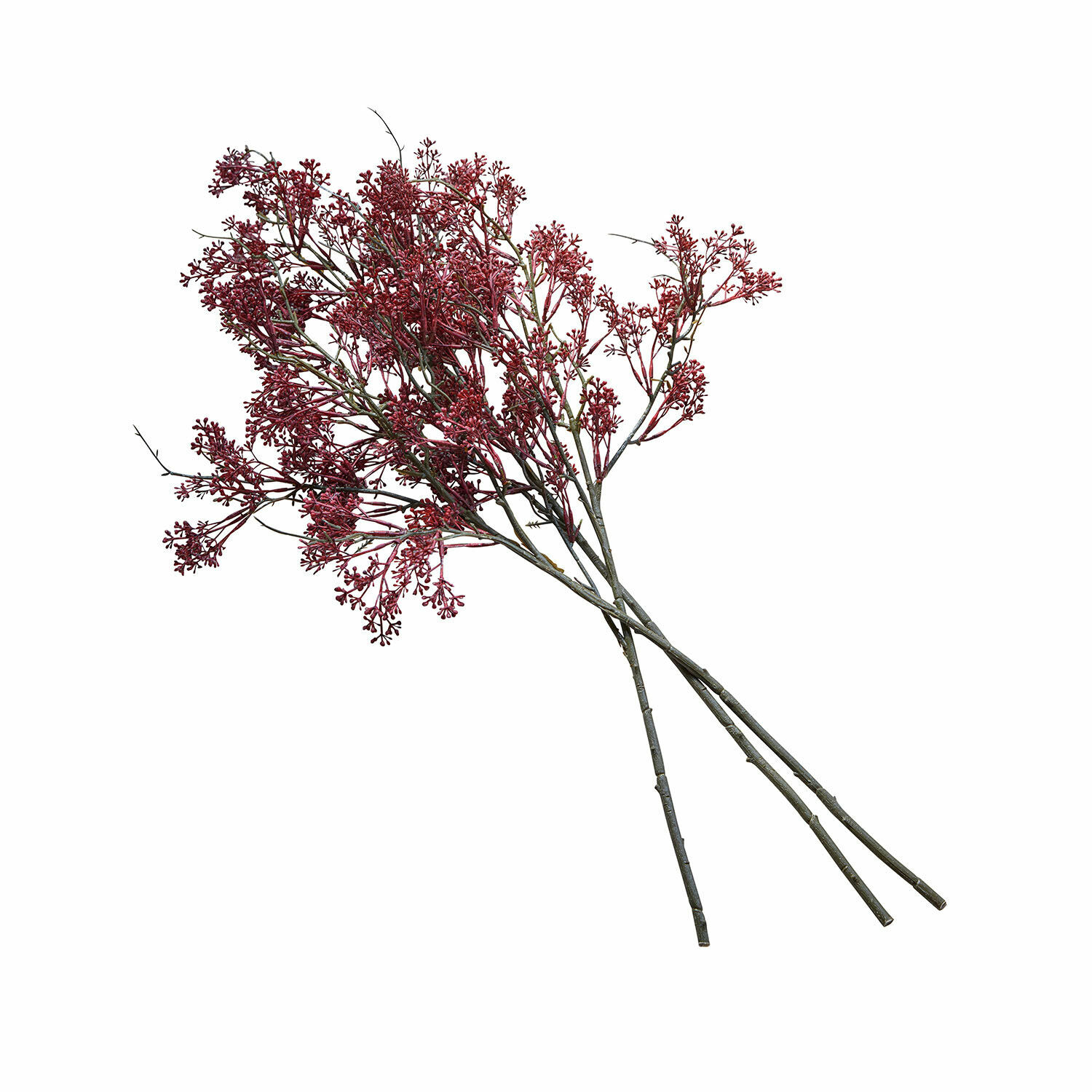 Set de 3 flores decorativas Lac Serein Ramas decorativas con flores rojas en tallos verdes largos para decoración interior