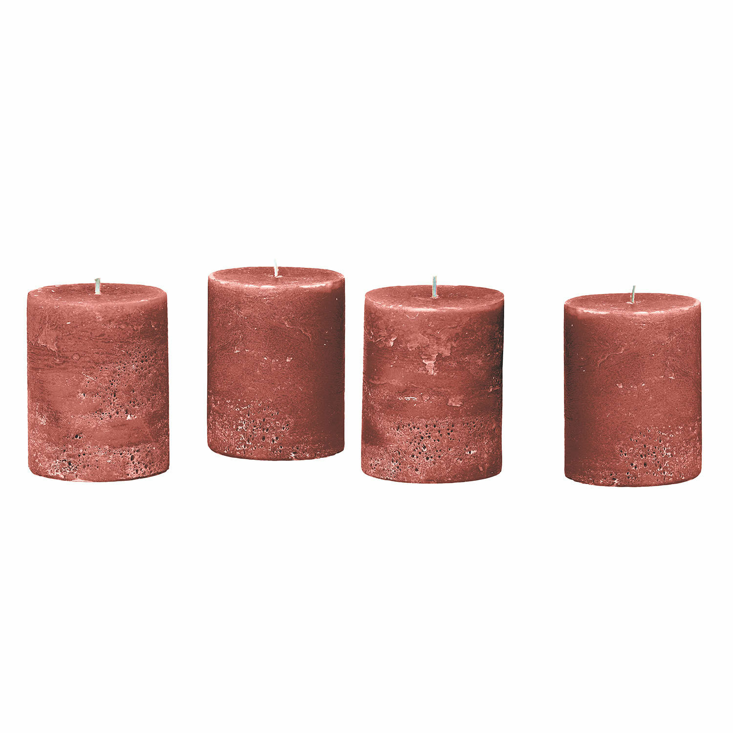 rojo óxido Set de 4 velas rojas de cera con textura rústica, decoración y ambiente acogedor