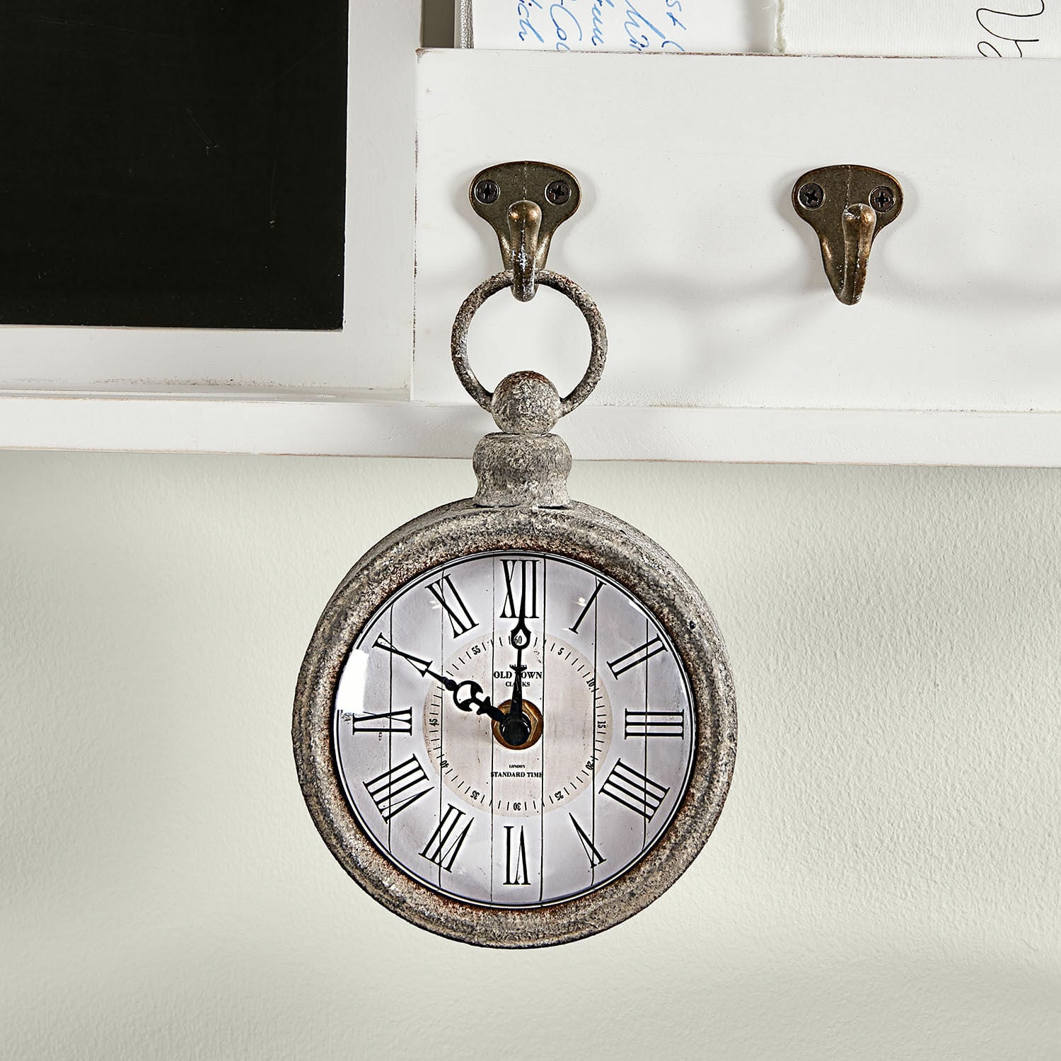 Reloj Vivacique Reloj de pared vintage de metal gris con números romanos, decoración retro elegante