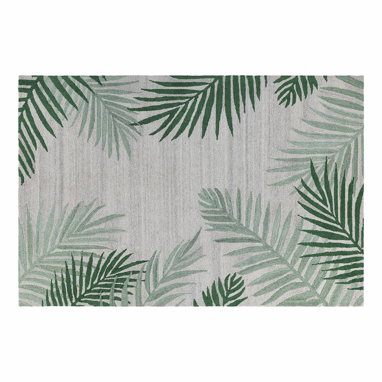 Alfombra para interiores y exteriores Marly Alfombra con diseño de hojas verdes sobre fondo gris, material sintético, decoración para interiores