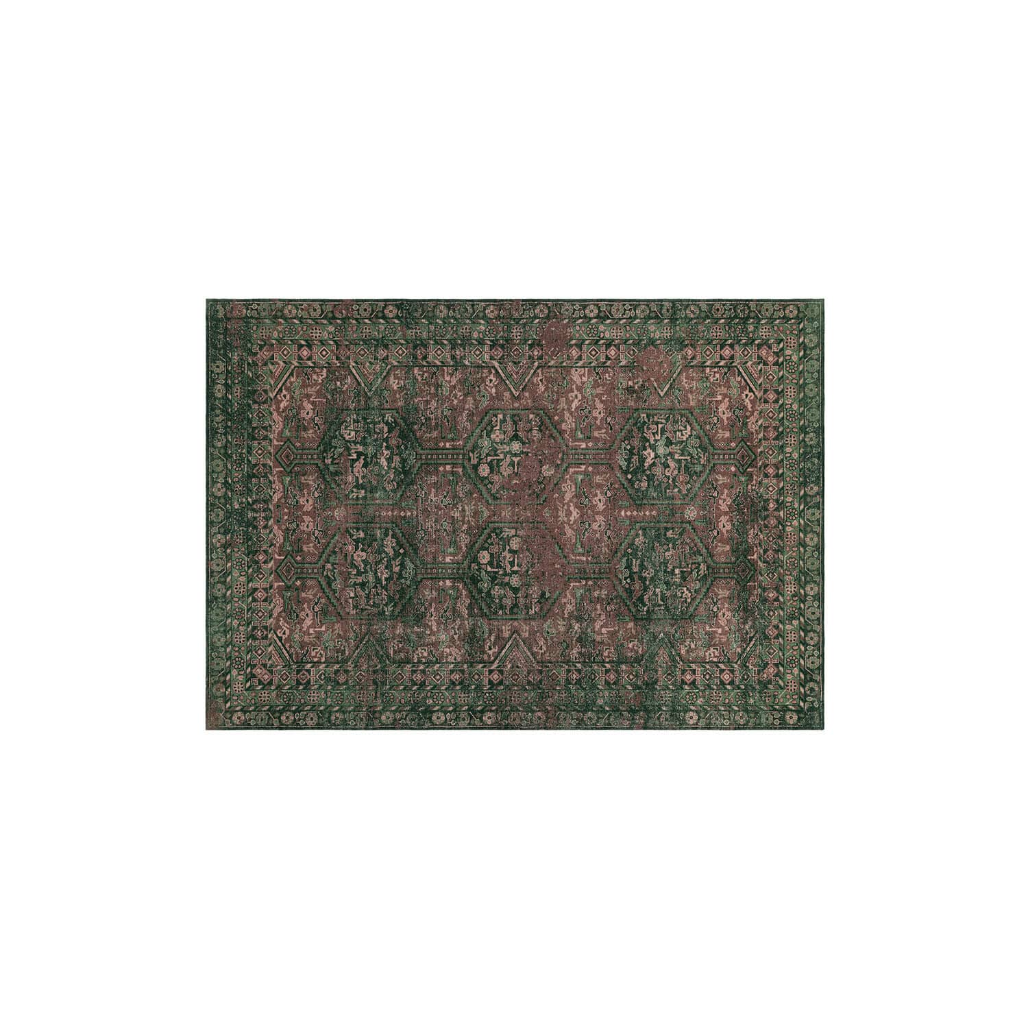 Alfombra Incantaro Alfombra con diseño oriental en tonos verdes y marrones, decorativa y elegante para salón