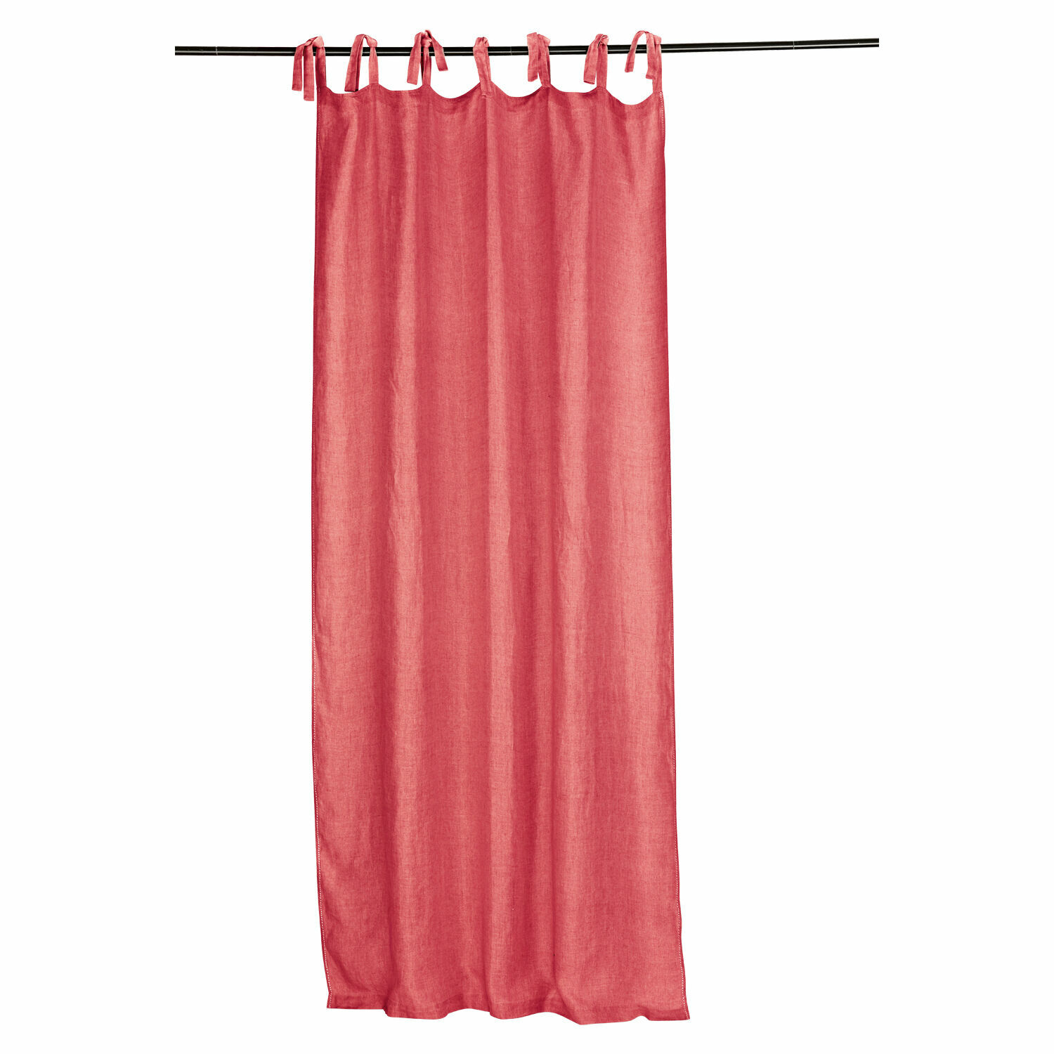 rojo Cortina Monthelie roja de lino con lazos atados, decoración de ventana para salón y dormitorio