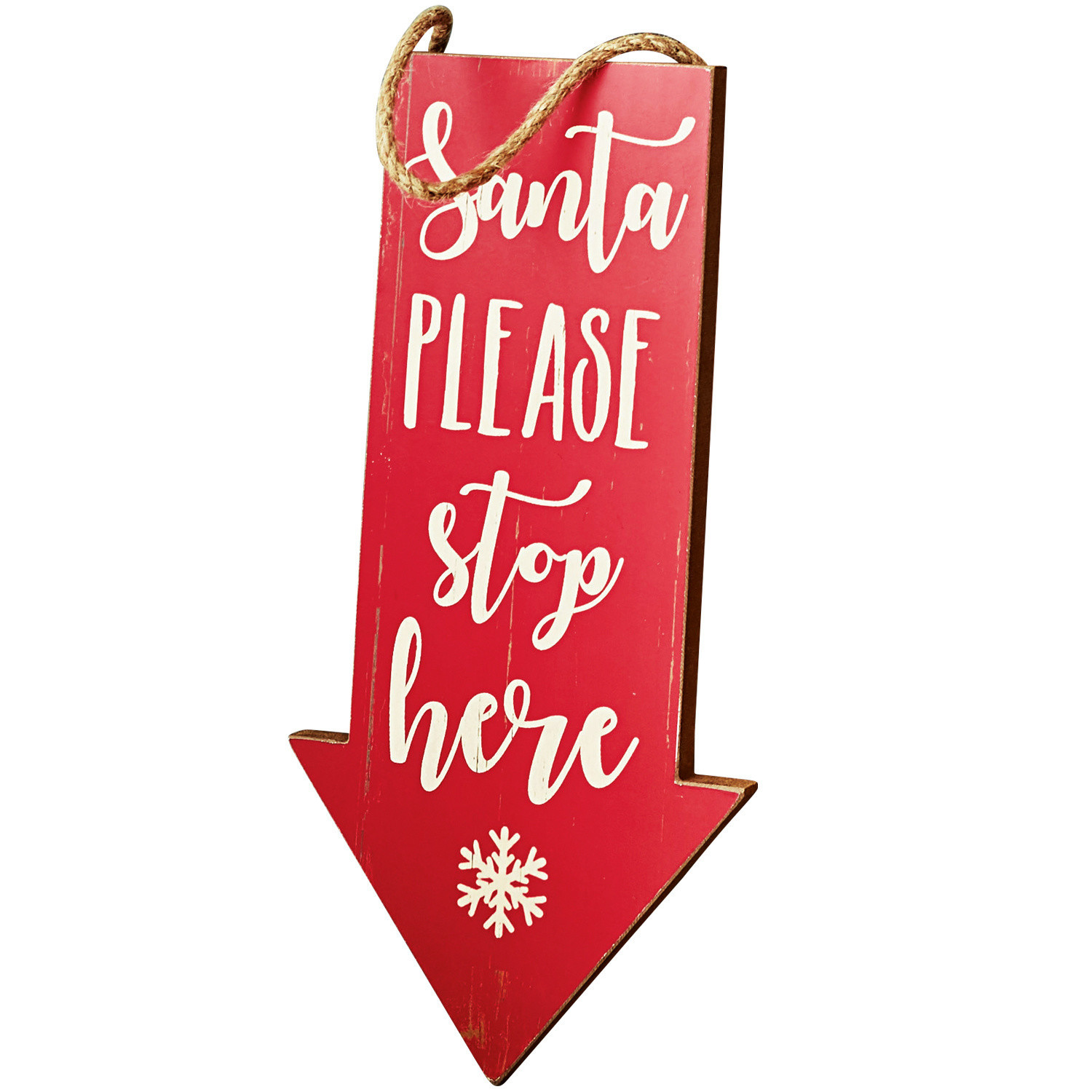 Tablero decorativo Saint Cartel de madera rojo en forma de flecha con texto navideño y cuerda para colgar