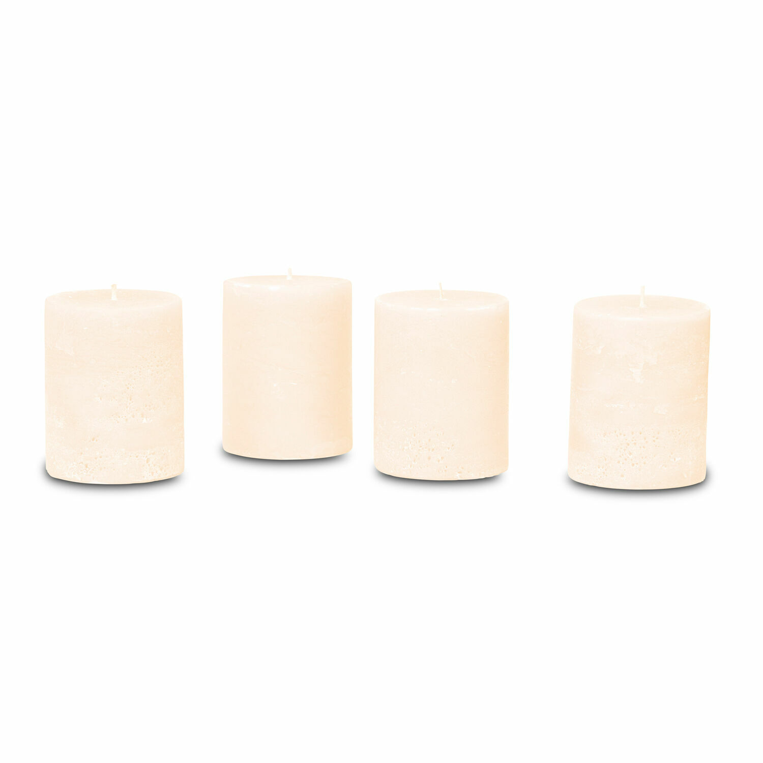 Set de 4 velas Virrans Conjunto de cuatro velas cilíndricas crema de cera natural para decoración del hogar