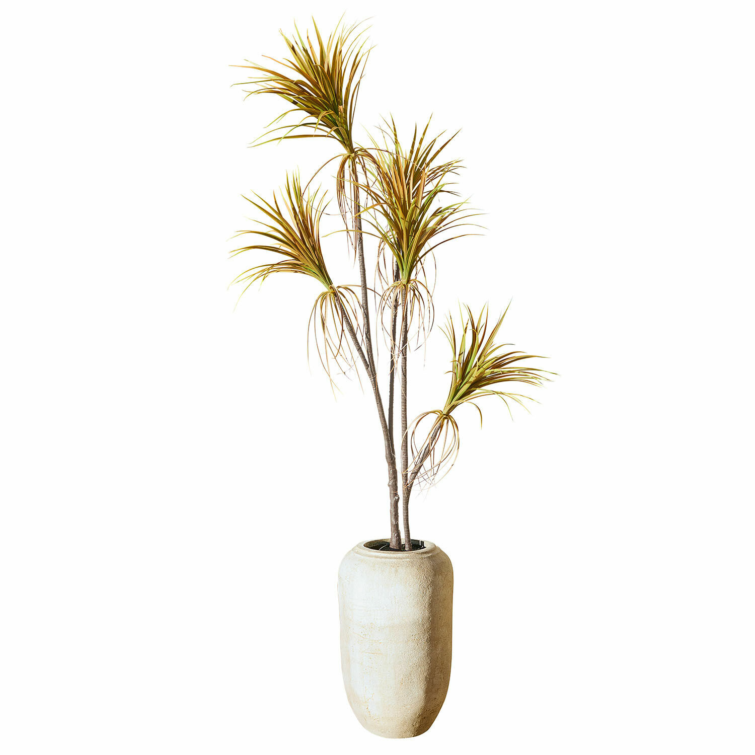Planta decorativa en maceta Ancerac Planta artificial en maceta alta beige, decoración interior con hojas verde-marrón
