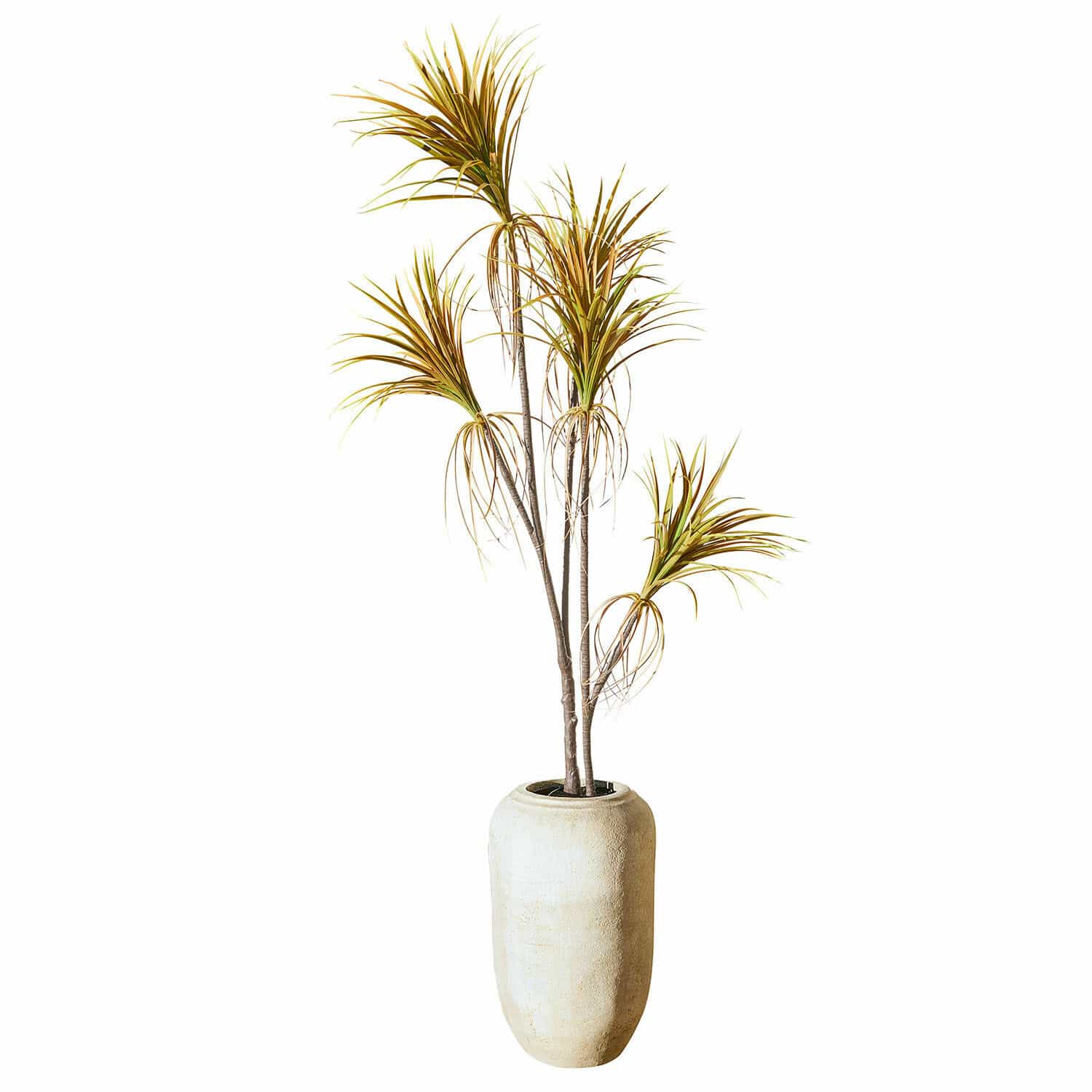 Planta decorativa en maceta Ancerac Planta artificial en maceta alta beige, decoración interior con hojas verde-marrón