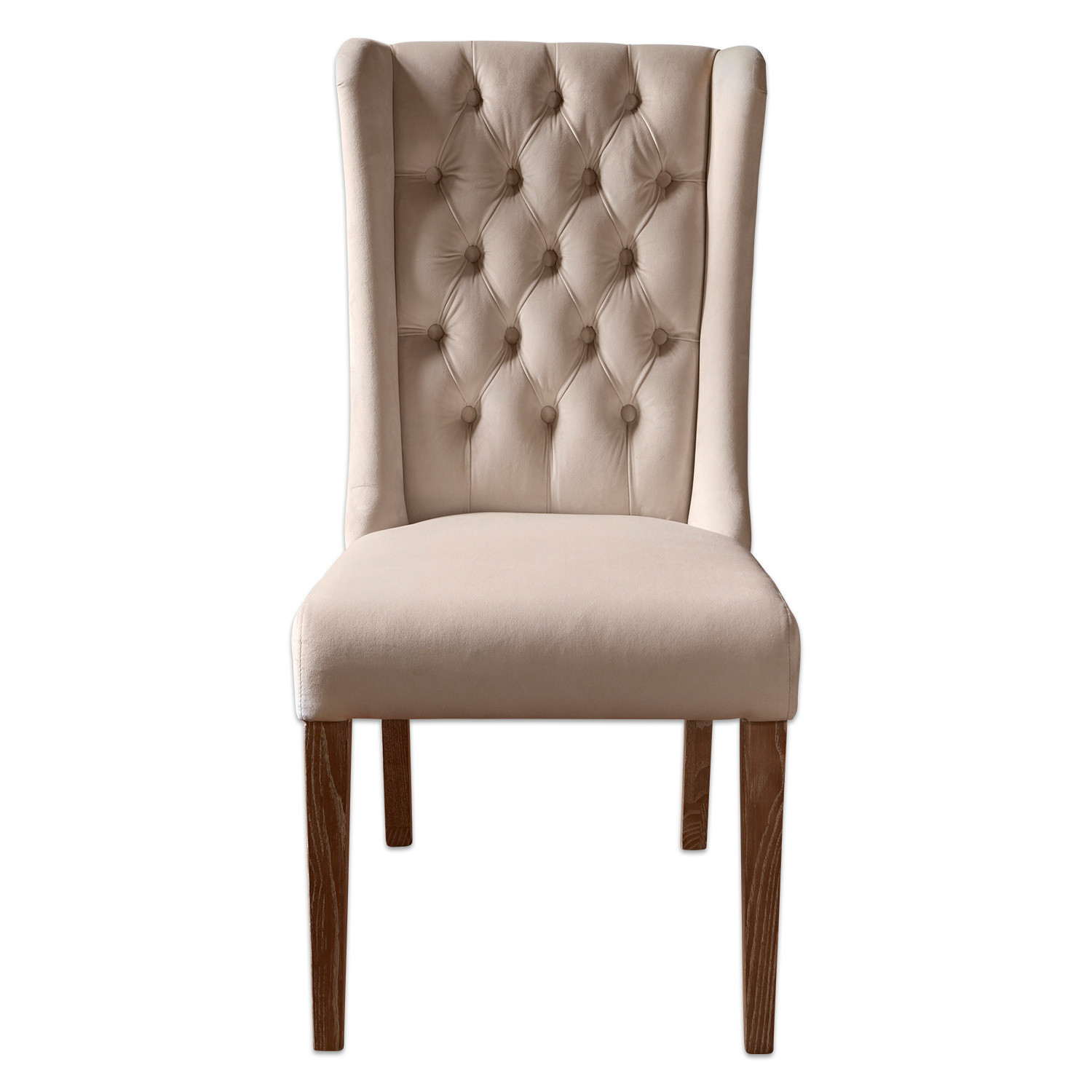 crema Silla Sudbury crema con tapizado y patas de madera, perfecta para salón y comedor