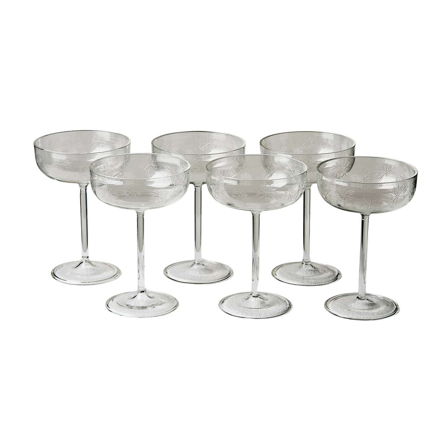Set de 6 copas Haverly Juego de seis copas de champán transparentes con delicado diseño de estrellas en vidrio