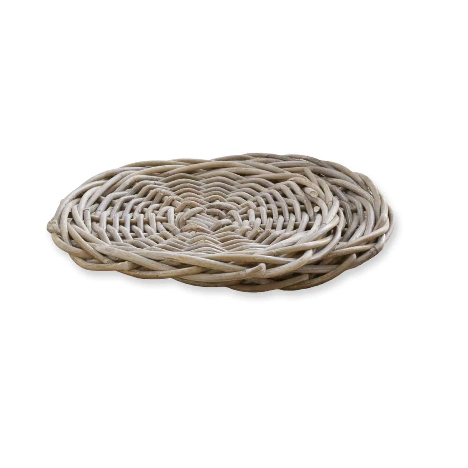 Set de 2 manteles individuales Bland Cesta redonda de ratán natural trenzado para almacenamiento y decoración