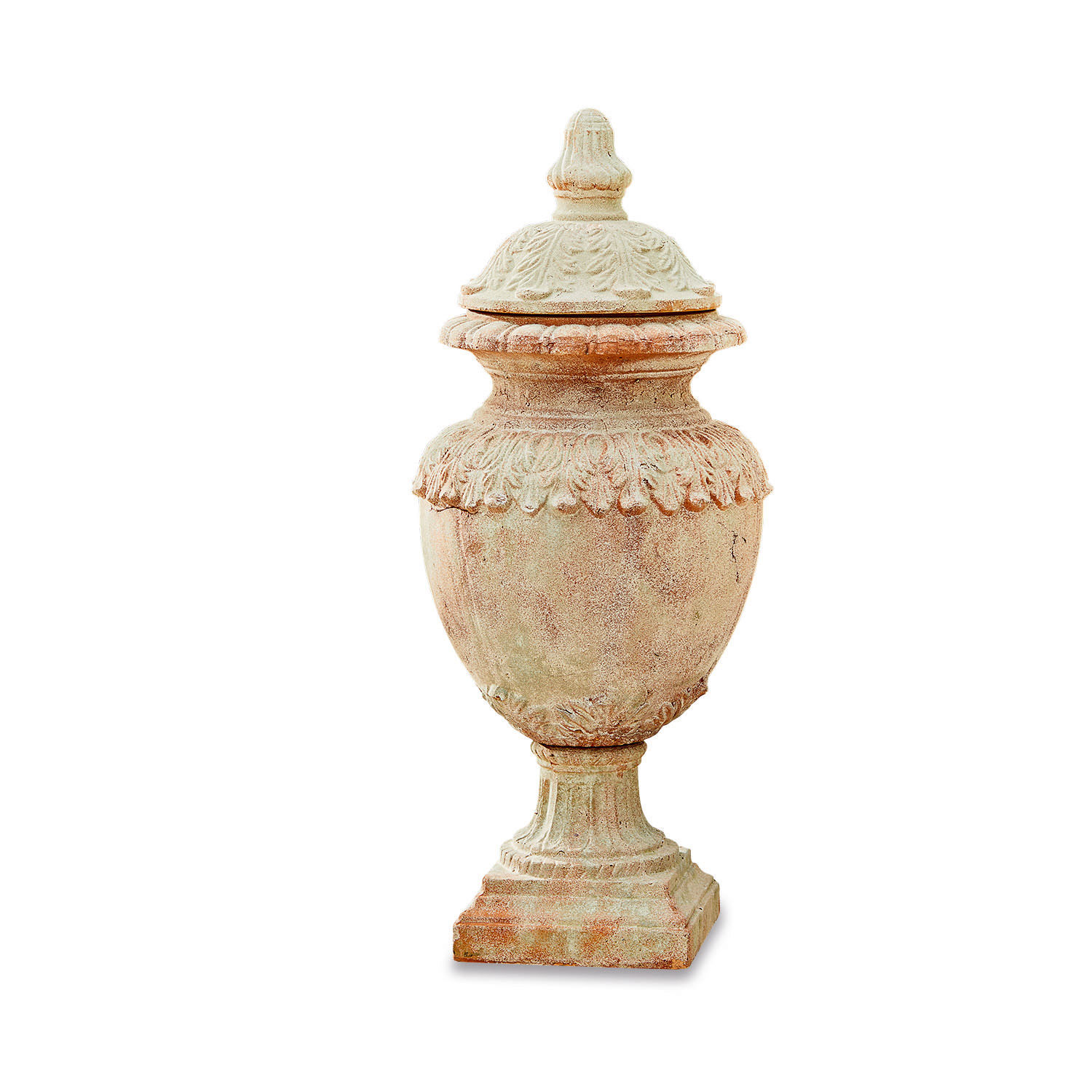 Objeto decorativo Persephone Jarrón decorativo de terracota color natural con tapa para decoración de jardín y hogar