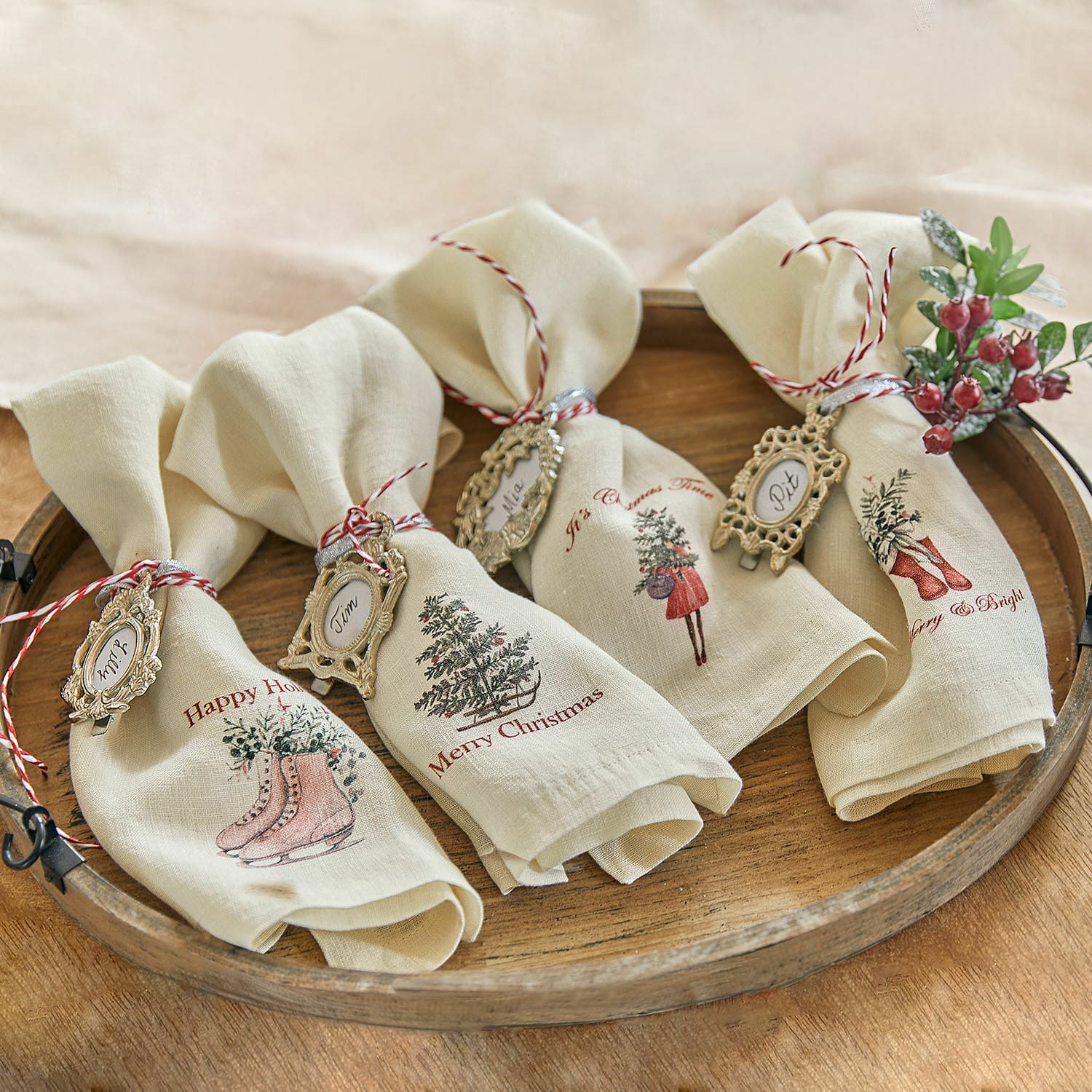 Set de 4 servilletas Merry & Bright