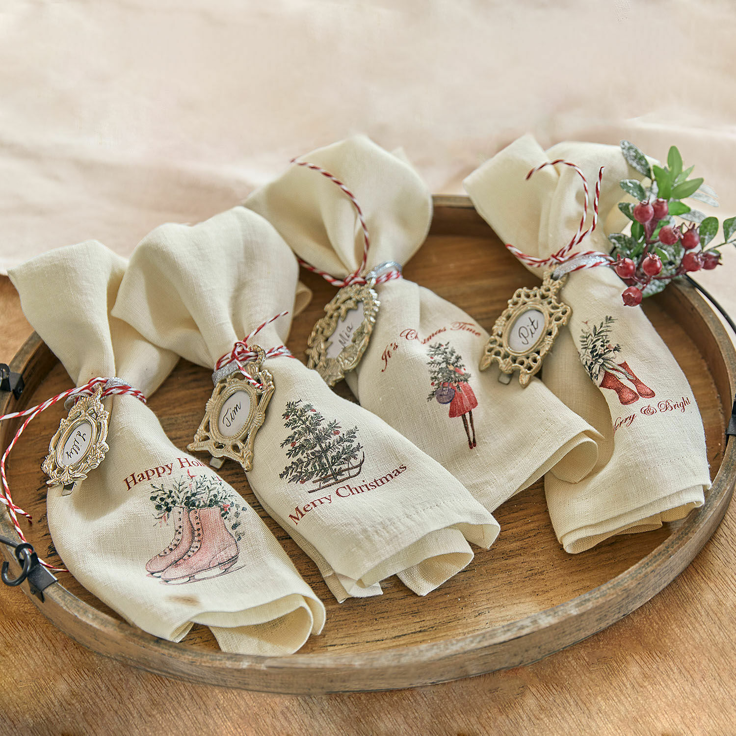 Set de 4 servilletas Merry & Bright