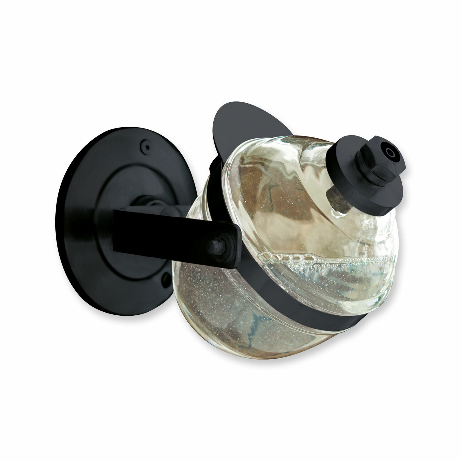 Dispensador de jabón Bailey Dispensador de jabón de vidrio con soporte de metal negro para pared, diseño práctico y moderno