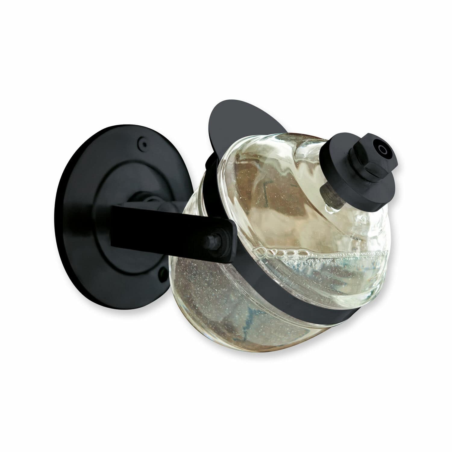 Dispensador de jabón Bailey Dispensador de jabón de vidrio con soporte de metal negro para pared, diseño práctico y moderno