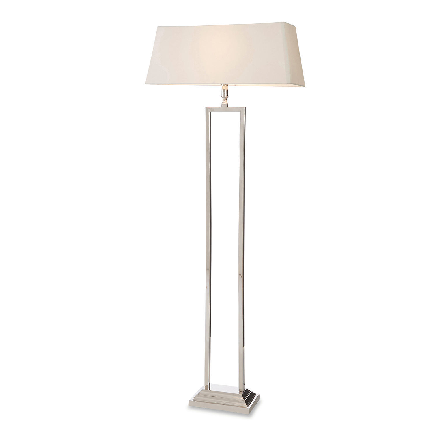 crema/plata Lámpara de pie Barki con pantalla crema y base metálica plateada para salón moderno