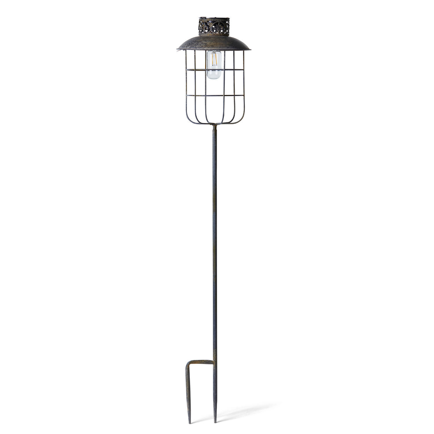 Farol solar Nistos Lámpara de jardín de metal negro con pantalla y estaca para tierra, iluminación exterior decorativa