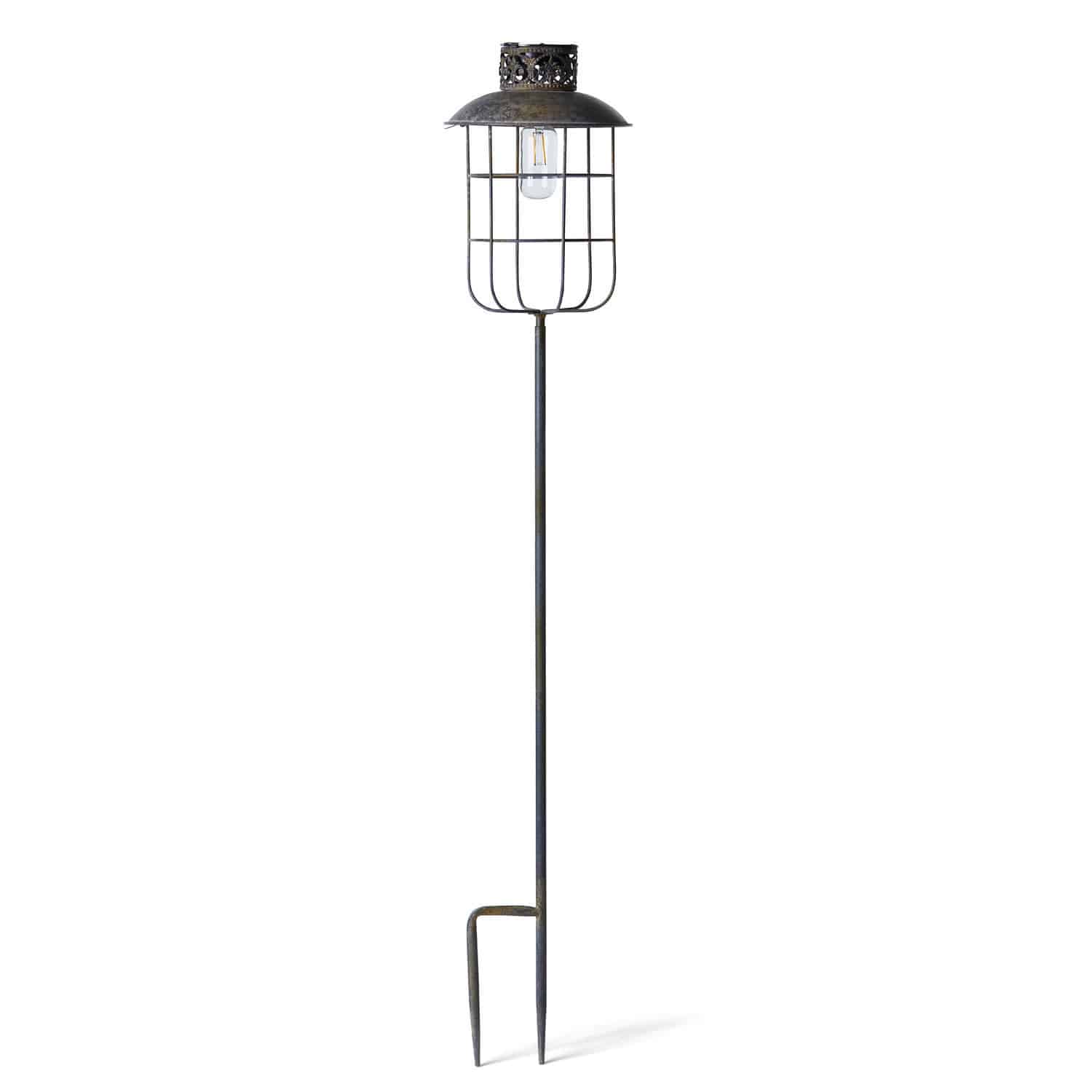 Farol solar Nistos Lámpara de jardín de metal negro con pantalla y estaca para tierra, iluminación exterior decorativa