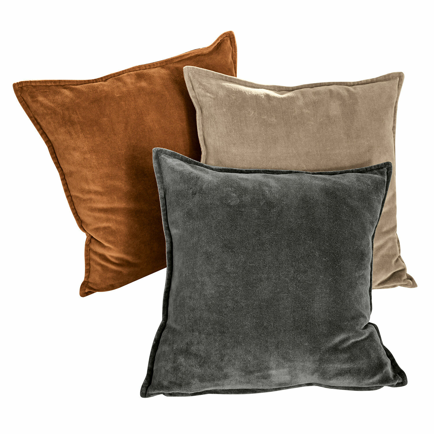 naranja/gris/beige Set de 3 fundas de cojín Lumeau en tejido suave en colores naranja, gris y beige para decoración
