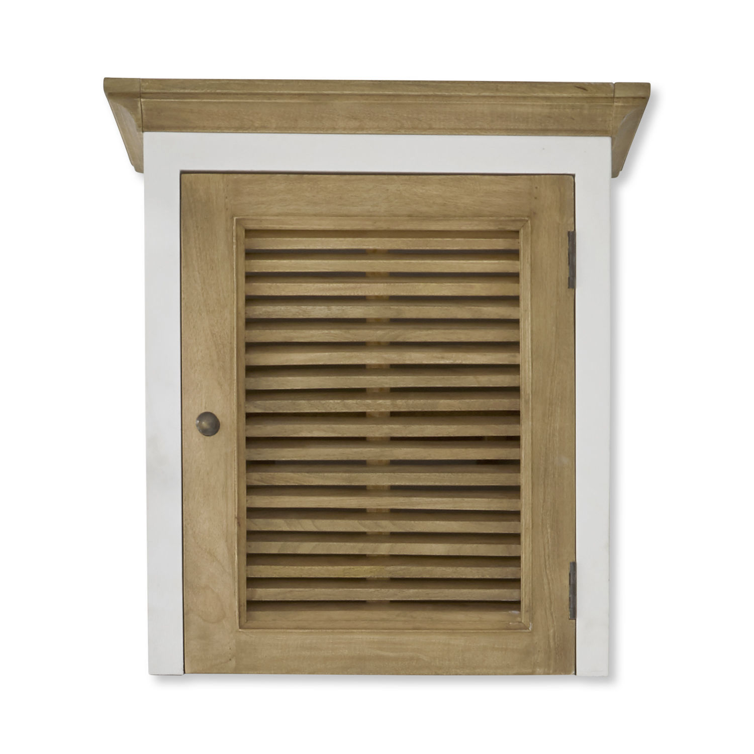 Ampliación del armario Degarmo Armario de pared de madera con marco blanco y puerta de lamas en color madera natural