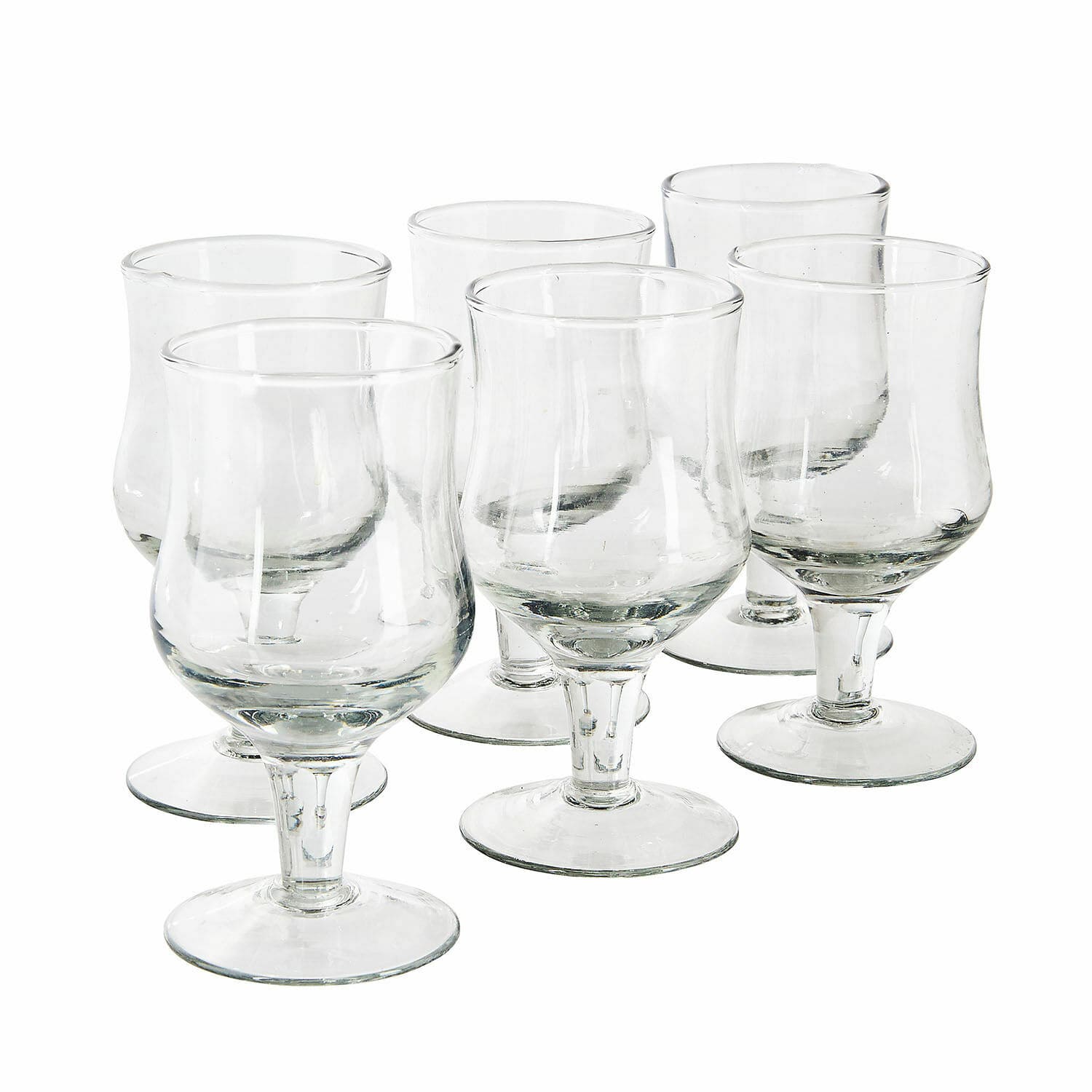 Set de 6 vasos Gaëtane Juego de seis vasos transparentes de vidrio con pie, vasos versátiles para bebidas en casa