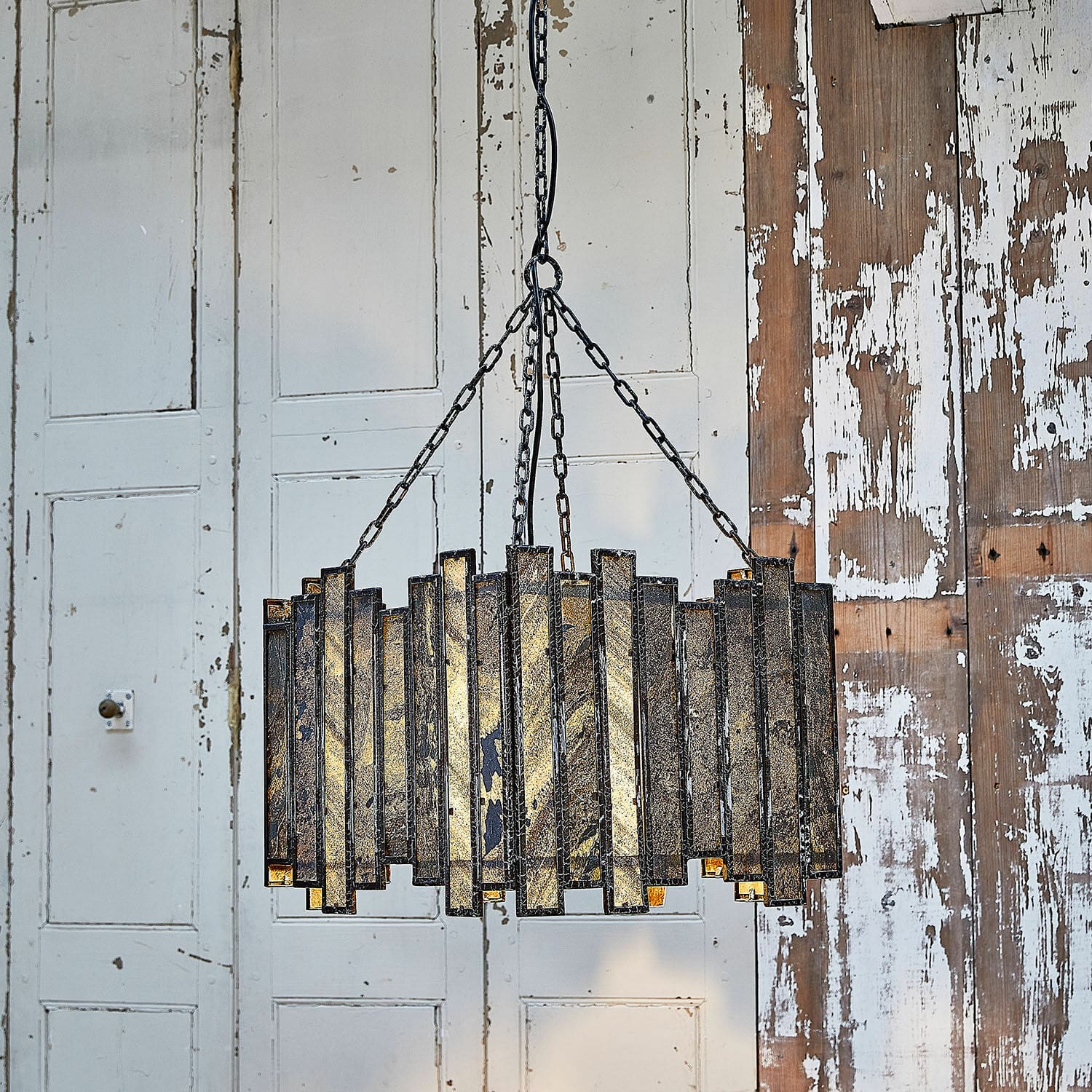 Lámpara colgante Miraneth Lámpara colgante de metal y vidrio negro con luz cálida, estilo industrial para interiores