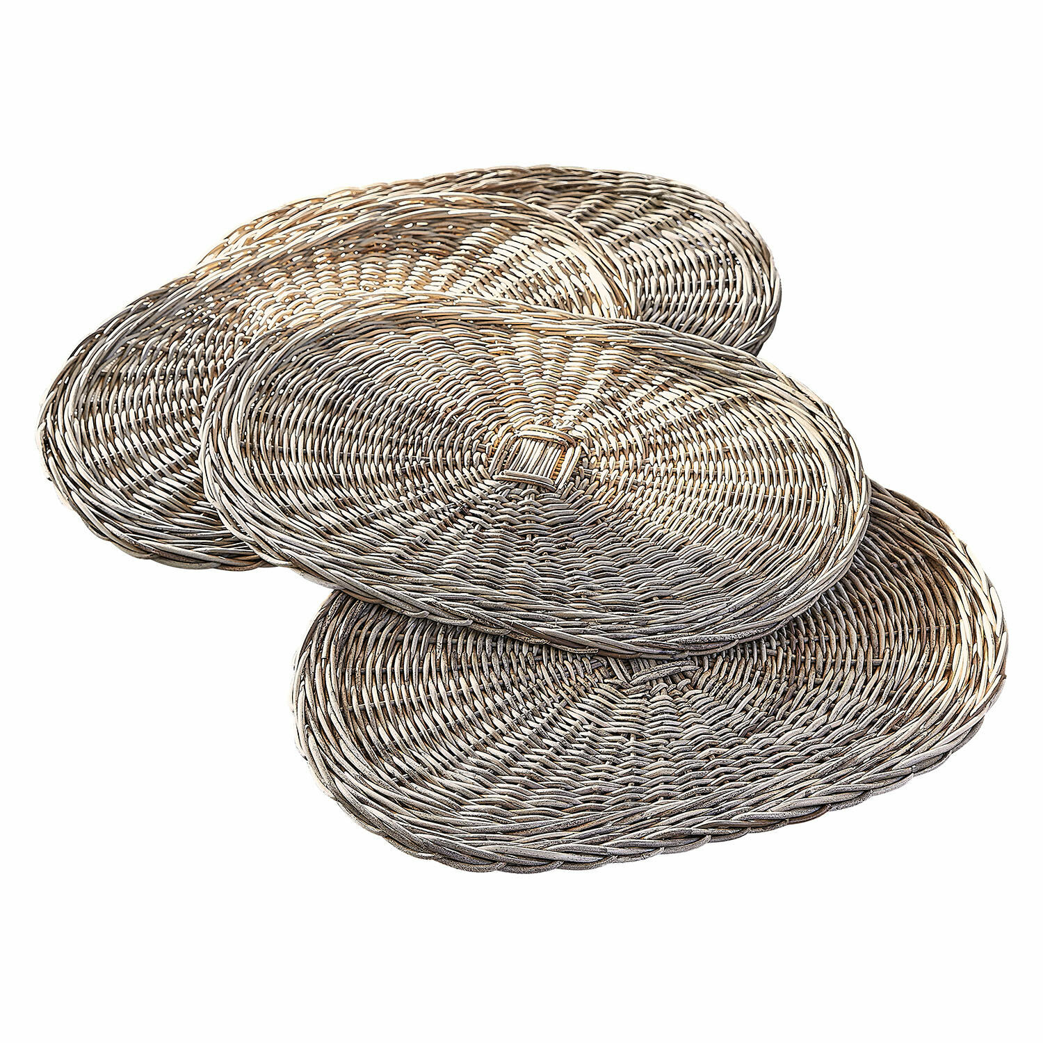 Set de 4 manteles individuales Villoray Juego de cuatro manteles individuales ovalados de mimbre natural para decoración de mesa