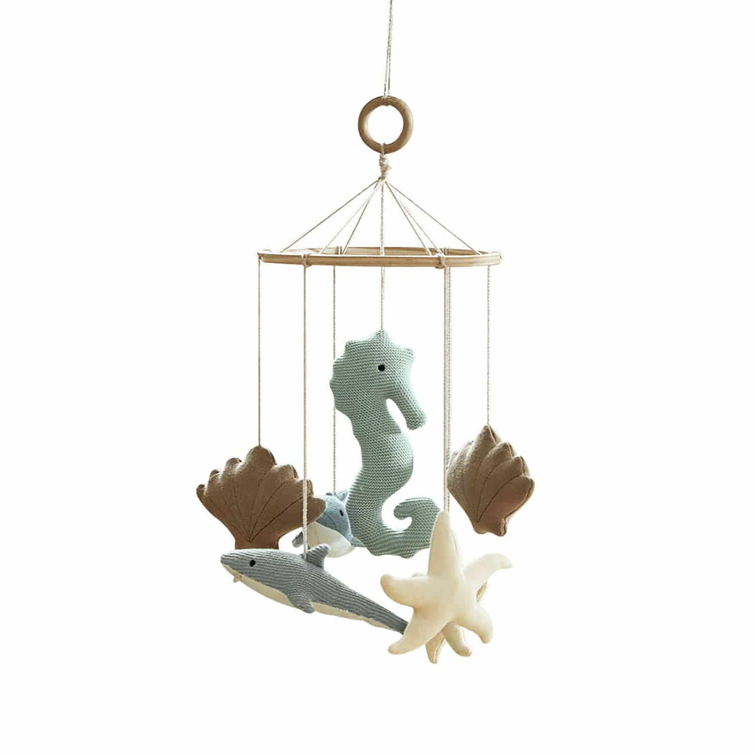 Móvil Twinkledream Móvil de madera con peluches marinos en colores pastel para decoración de habitación infantil
