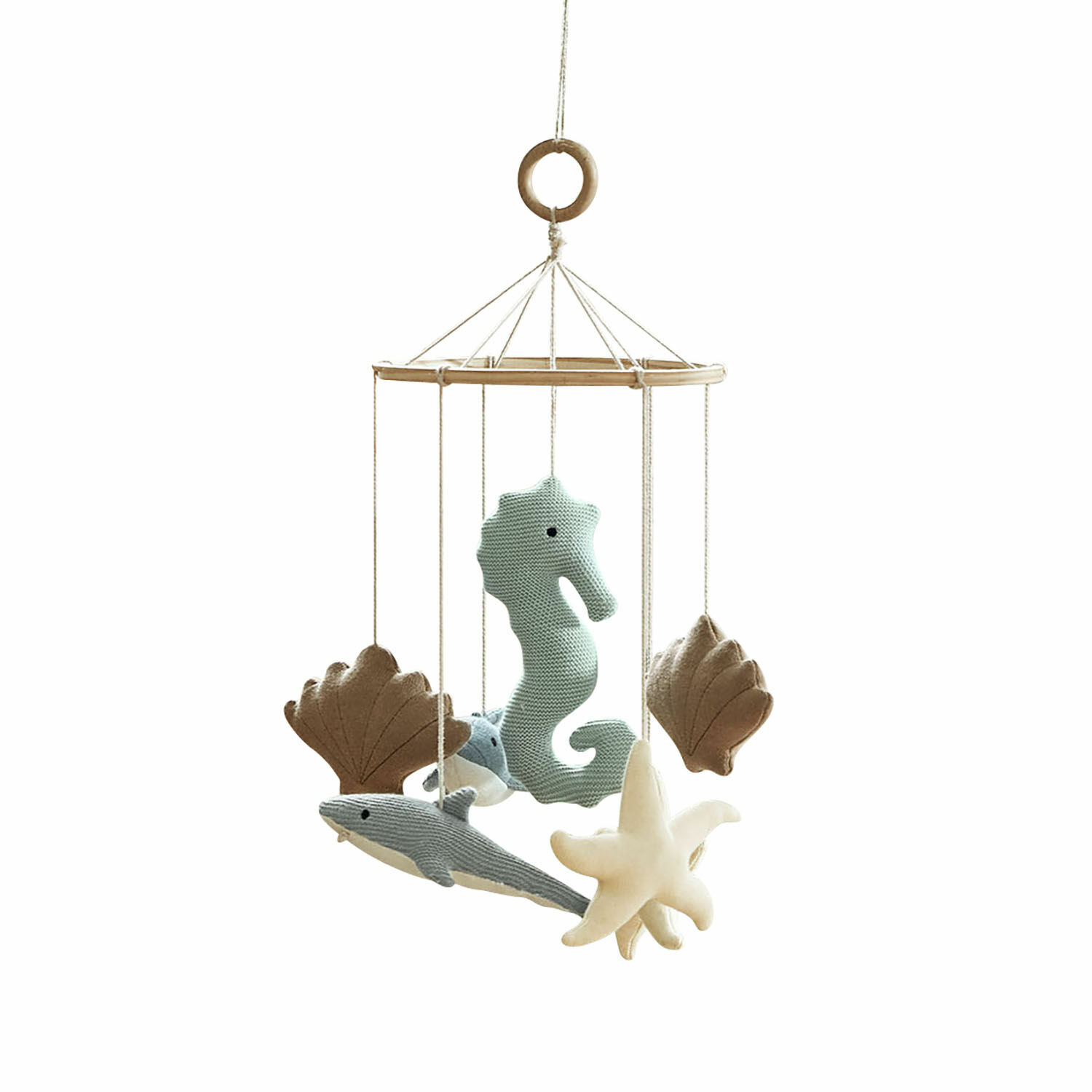 Móvil Twinkledream Móvil de madera con peluches marinos en colores pastel para decoración de habitación infantil