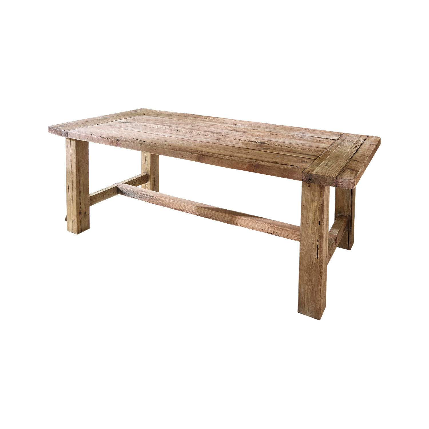 Mesa Oteley Mesa de madera maciza en color natural, mueble rústico para comedor o salón