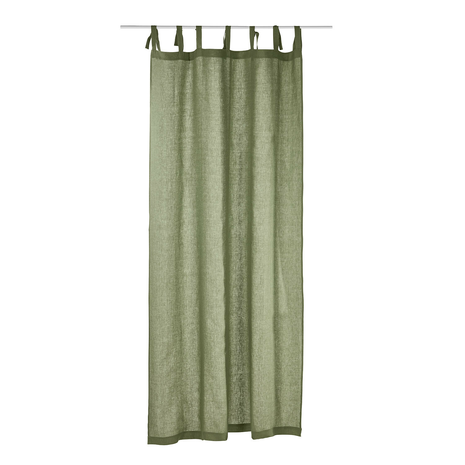 Cortina Adara Cortina verde de lino con lazos, ligera y semitransparente para decoración de ventanas