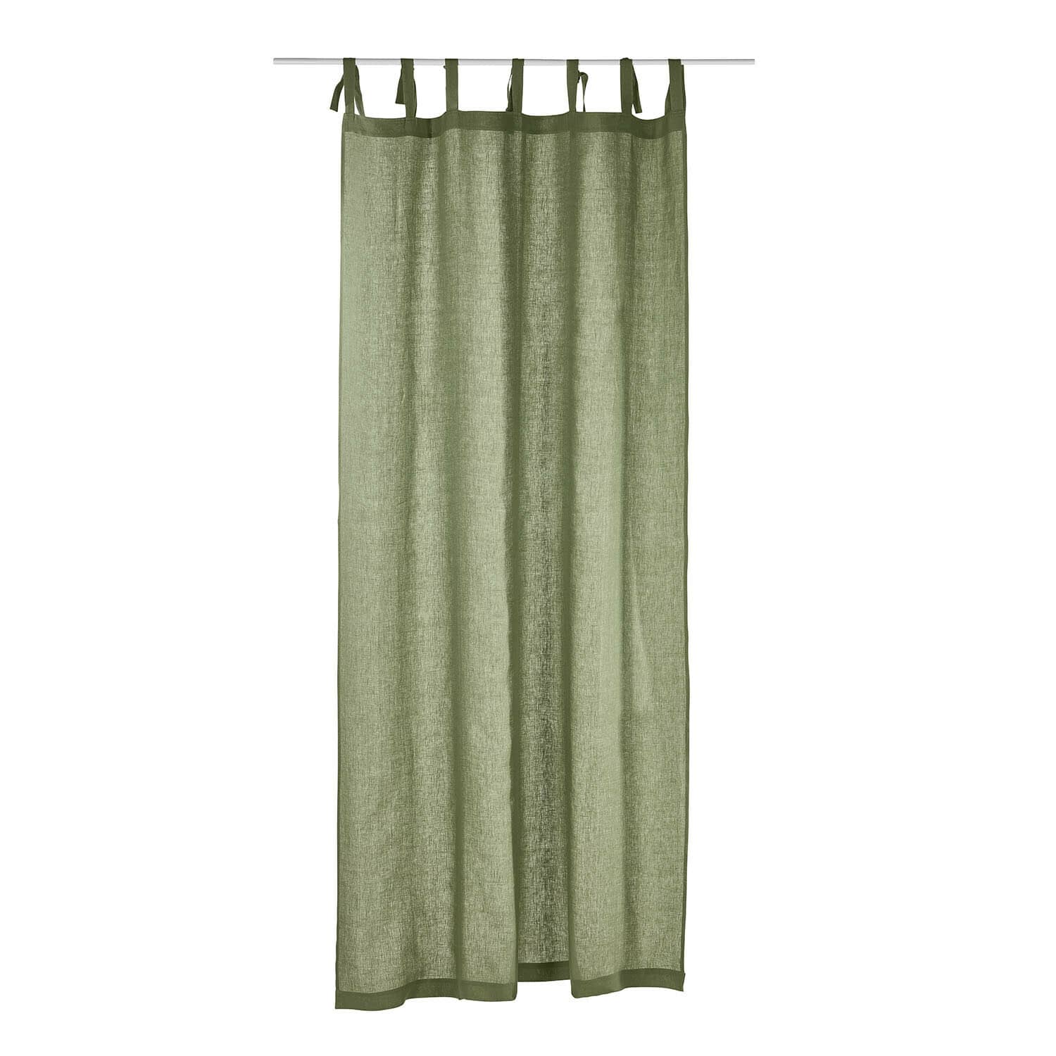Cortina Adara Cortina verde de lino con lazos, ligera y semitransparente para decoración de ventanas