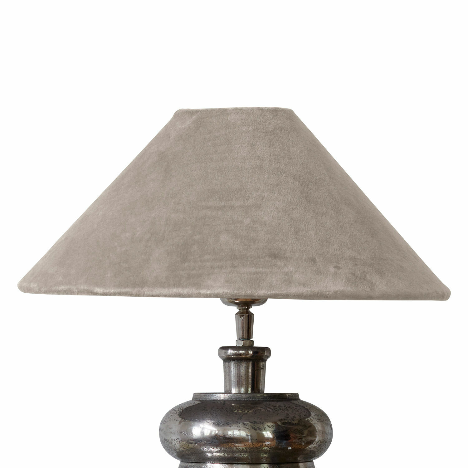 Pantalla de lámpara Emmera beige de tela suave con base metálica para lámpara de mesa