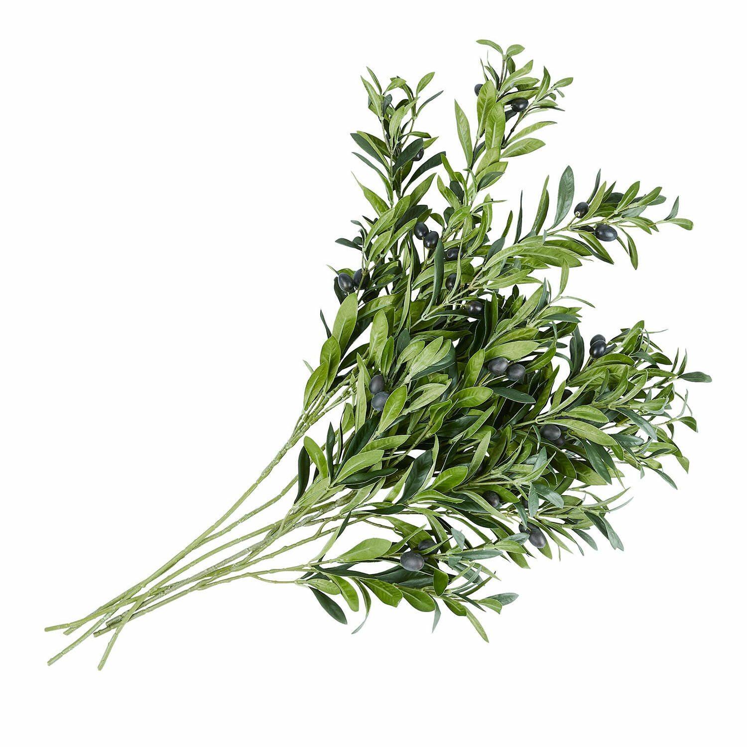 Set de 6 ramas decorativas de olivo con hojas verdes y aceitunas negras para decoración interior